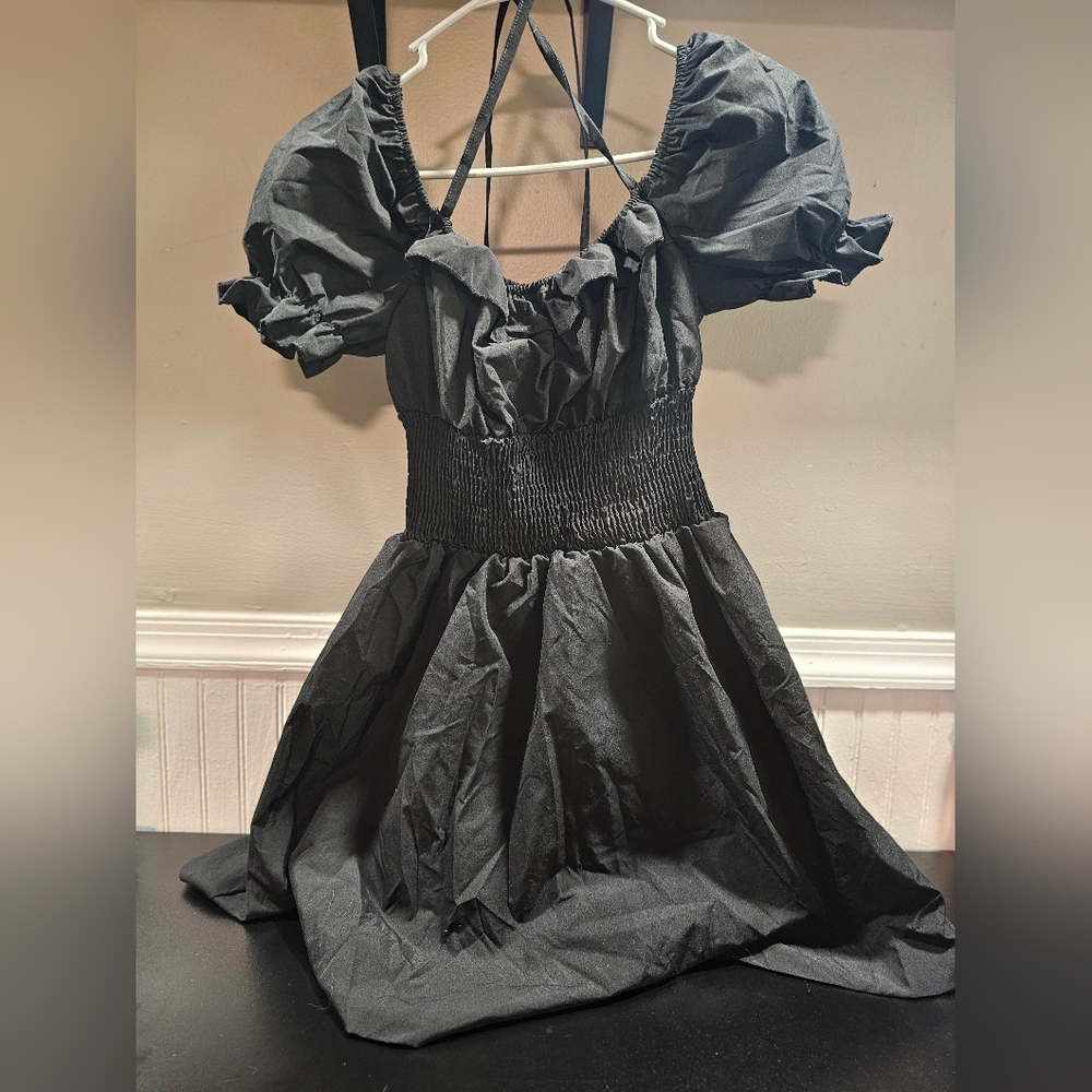 Black Ruffle Smocked Lolita Goth Dress
